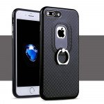 Wholesale iPhone 7 Aluminum Design Ring Holder Stand Case (Black)